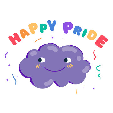 Happy pride smiley cloud sticker