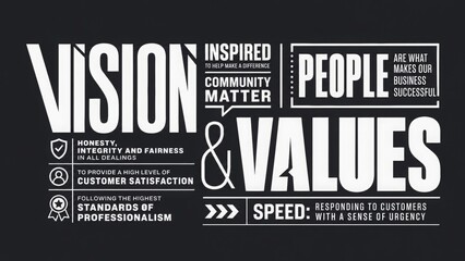 Corporate vision and values mission statement typography graphic © isha
