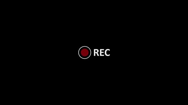 Abstract camera recording rec text icon with dark red dot 4k video with 25fps