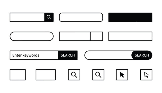 Silhouette of various search bar icons and buttons