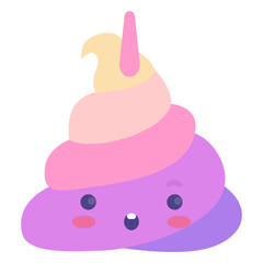 Surprised unicorn poop emoji flat © Vexels