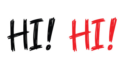 Handwritten hi greetings in black and red silhouette © Asikur 