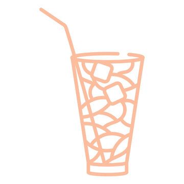 Pink stroke glass of water and ice