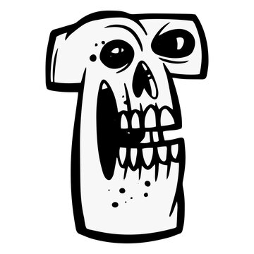 Cartoon side stroke skull