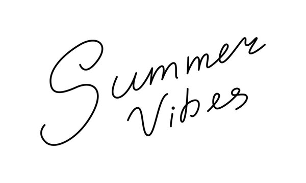 Handwritten calligraphy quote Summer vibes. Vector hand drawn lettering