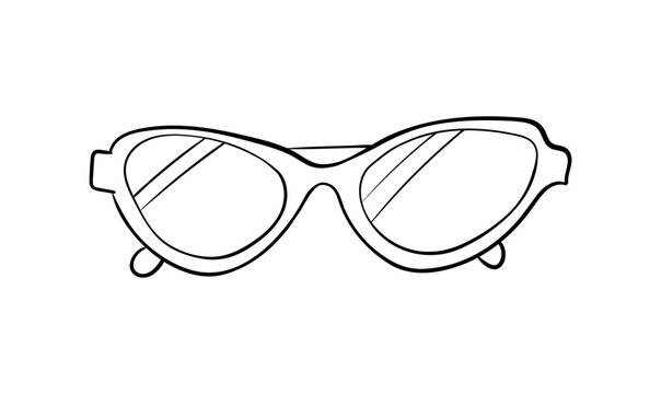 Hand drawn line illustration of sunglasses on isolated background