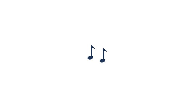 Musical notes float rhythmically across a clean white background in this minimalist digital animation video clip for creative media projects