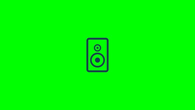 Minimalist audio speaker icon isolated on a bright green background creating a clean modern digital motion graphic animation video clip