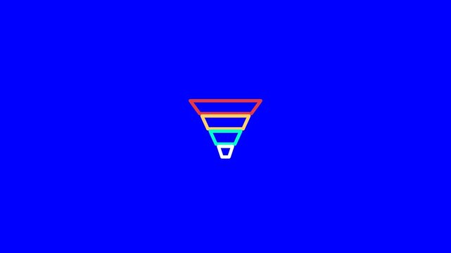 Marketing sales funnel visualization with vibrant multicolored neon lines in this minimalist digital motion graphic video animation loop for presentations