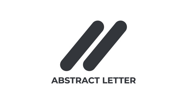 Minimalist vector graphic illustration featuring two parallel diagonal rounded bars forming a sleek abstract logo design