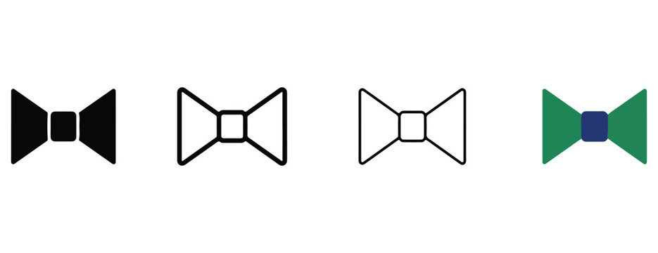 bowtie icons in black and green colors for fashion and accessories  various bow tie designs