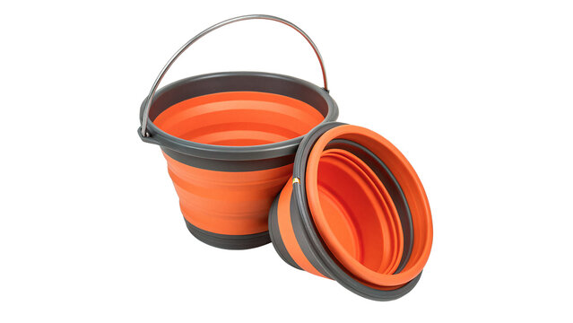 Set of traditional plastic kitchen cookware pots toys isolated on a transparent background