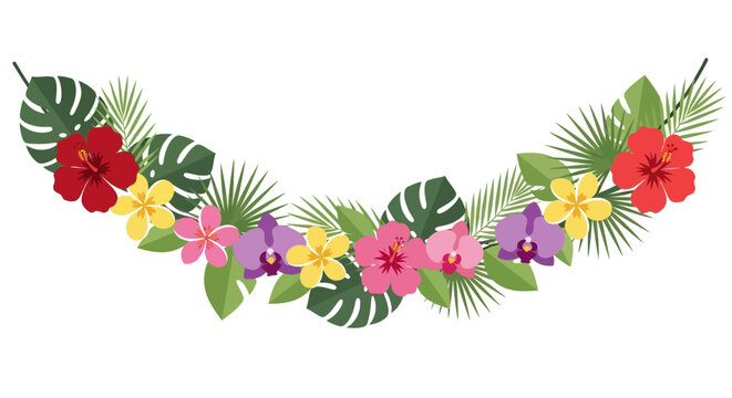 Tropical Flowers and Leaves Garland - Exotic Floral Decoration