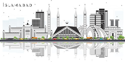 Black and white architectural of a grand mosque with minarets and domes, featuring intricate geometric patterns and calligraphy © CreativeNest
