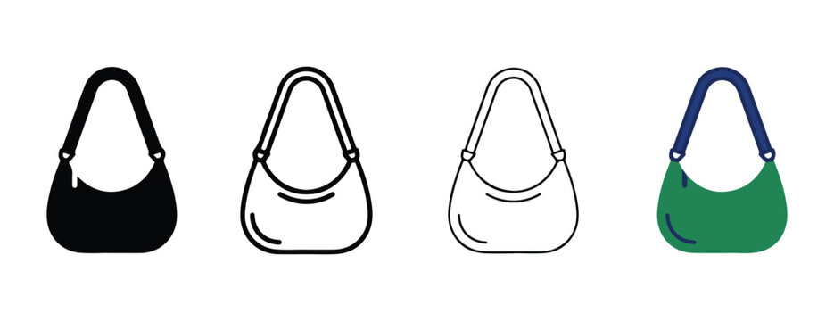 handbags in various styles and colors on a plain white background for design and fashion concepts