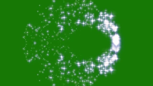 White glitter line star sparkles, magic glitter sparkle trail, fairy dust wand glitter star trail transition, twinkling shimmer line effect, doodle stars motion on green screen background, 4k loop
