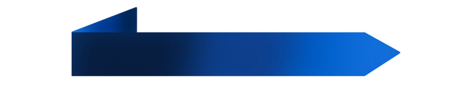 Dark blue 3d ribbon arrow banner infographic, gradient folded paper title box, corporate web header element on transparent background