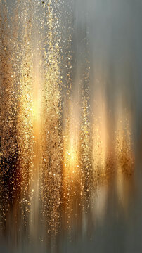 Abstract Gold Glitter and Shimmering Dust on Dark Background