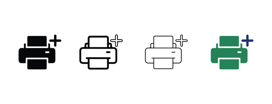 printer icons with a plus sign  representing add copy or print concept
