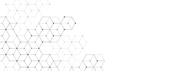 Fototapeta premium Vector digital science network geometric hexagonal dots and lines elements medical technology abstract background