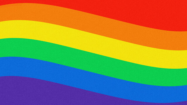 Wavy rainbow flag background with grain texture for LGBTQ Pride Month design