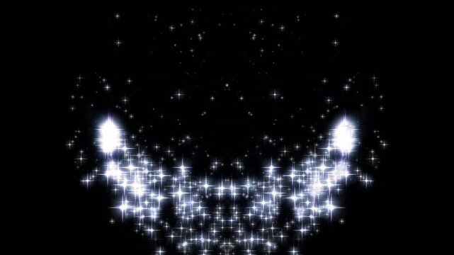 Magical glitter trail line animation, fairy dust wand glitter star trail transition, doodle twinkling stars with  glitter burst effect, Magic sparkles, glitter line stars on black background, 4k loop