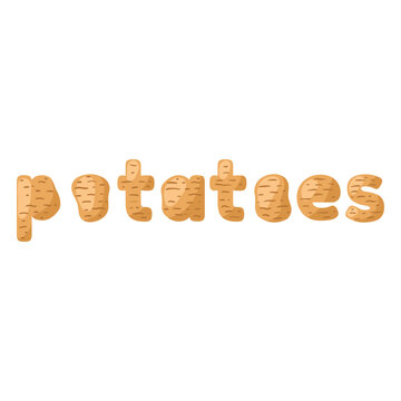 Potatoes shape lettering label semi flat