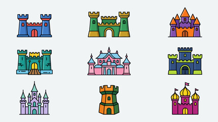 Fabulous castle icons set © Layla