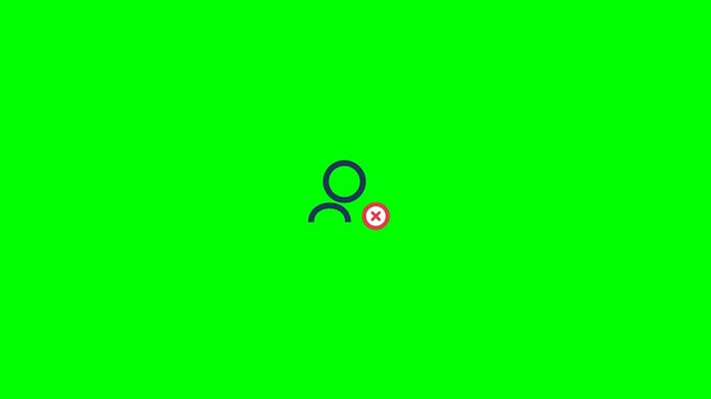 User profile icon with a small red error cross symbol appearing in a smooth minimalist digital motion graphic animation clip