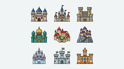 Fantasy castle icons collection © Kodok