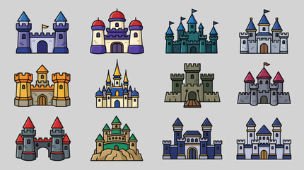 Fantasy castle icons collection © Kodok
