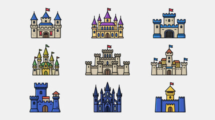 Fantasy castle icons collection © Kodok