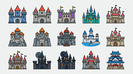Fantasy castle icons set © Kodok