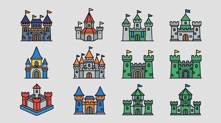 Fantasy castle icons set © Kodok