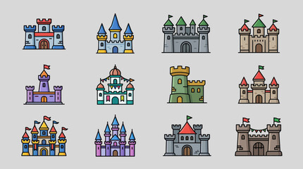 Fantasy castle icons set © Kodok