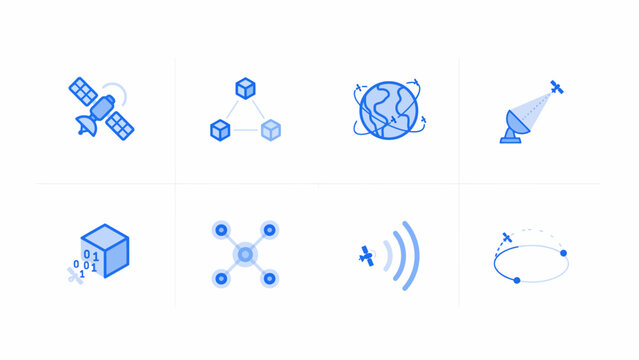 Blue technology icons on white background vector illustration communication network