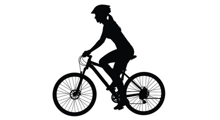 Fototapeta premium Cyclist riding a mountain bike in a dynamic pose depicted as a black silhouette bicyclist rider pedaling mountainbike bicycle vehicle