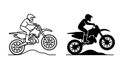 Obraz premium Motocross Rider Jump: A dynamic illustration capturing a motocross rider mid-air, performing an exhilarating jump on a dirt track. Showcasing speed, skill, and the thrill of off-road racing.