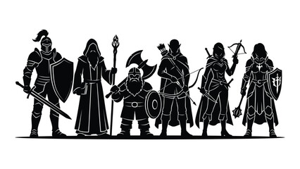Medieval fantasy warriors standing in a line © Munna