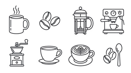 Obraz premium Coffee beans and cups with various brewers on table