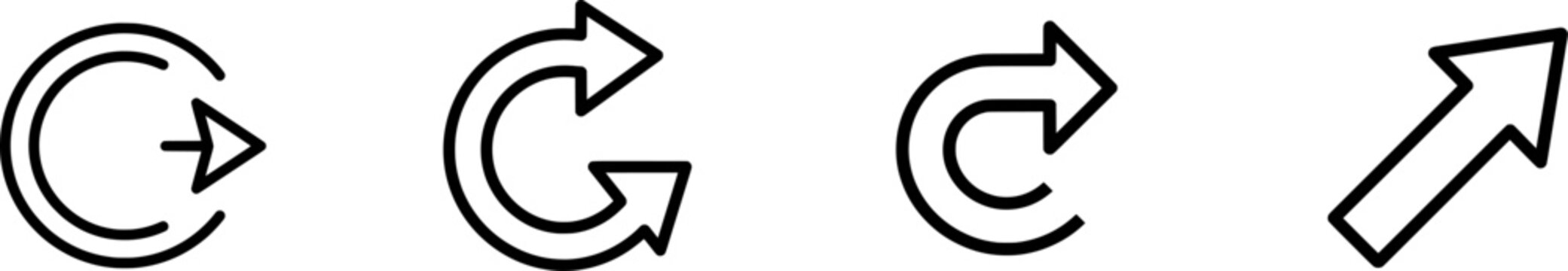 A minimalist black outline icon of a return arrow in a circular motion, with uniform lines and a pure white background, symbolizes the concept of recycling or reversing actions