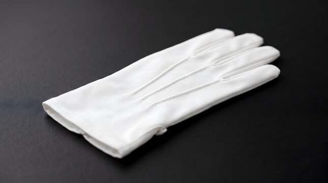 A pair of pristine white gloves laid on a dark surface, exuding an aura of formality and care