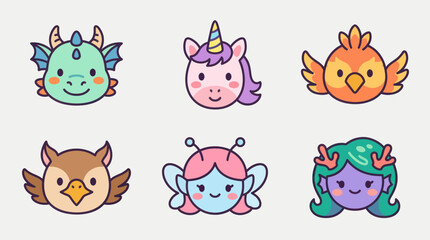 Fantasy creature heads collection © Kagura