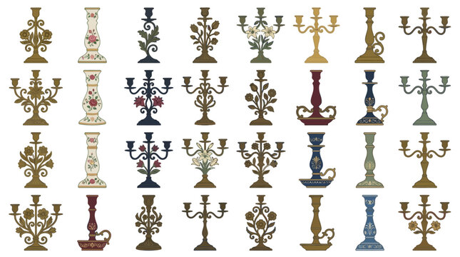 Vintage Candelabra Collection: Ornate, Decorative, Antique Candlesticks