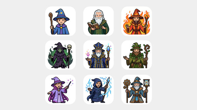 Fantasy wizard character collection