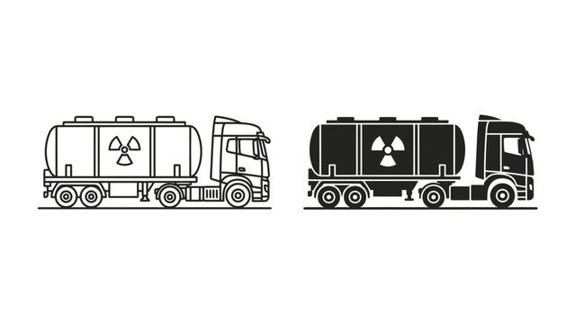 Radioactive Material Transport: A depiction of a truck carrying a radioactive material container, highlighting safety and hazard awareness in transportation.