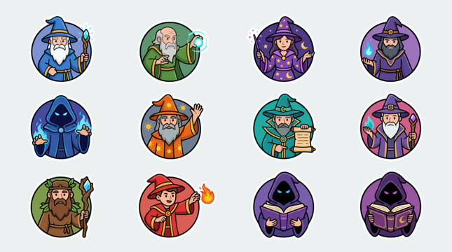 Fantasy wizard character icons