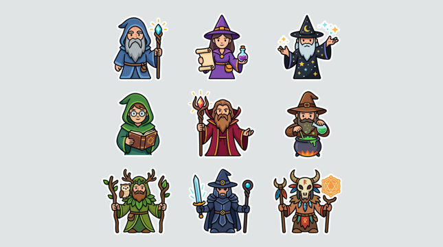 Fantasy wizards and magic characters collection