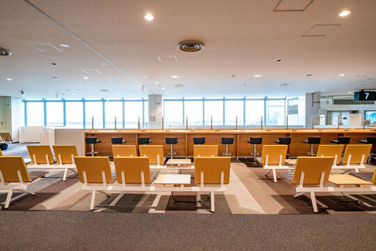 Empty departure lounge at New Chitose Airport
