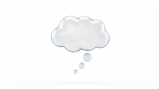 Minimalist transparent glass thought bubble isolated on a white background